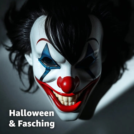 Joker Maske als Kostüm Accessoire für Damen & Herren, Kinder & Erwachsene an Halloween & Fasching & Karneval