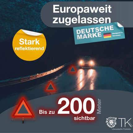 KFZ Warndreieck rot, Dreieck Pannendreieck Auto Triangle für Unfall & Pannen