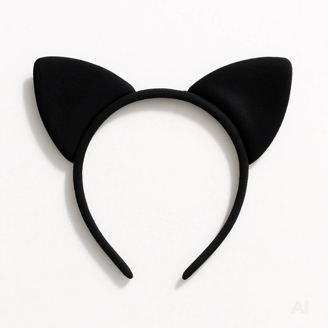 Katzen Haarreif Ohren Kostüm Catwomen für Damen – schwarz Haarband für Fasching & Karneval