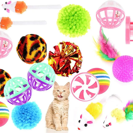 Katzenspielzeug Set - Spielzeug für div. Katzen zur Beschäftigung & Selbstbeschäftigung Maus