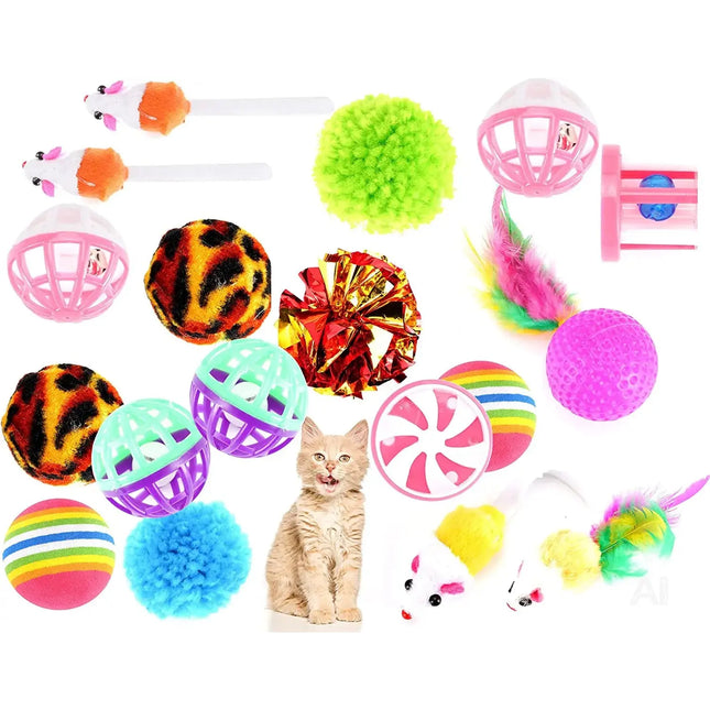 Katzenspielzeug Set - Spielzeug für div. Katzen zur Beschäftigung & Selbstbeschäftigung Maus