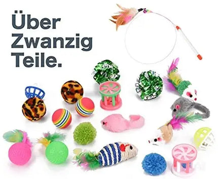 Katzenspielzeug Set - Spielzeug für div. Katzen zur Beschäftigung & Selbstbeschäftigung Maus