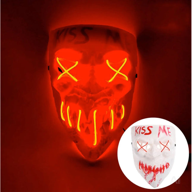 Kiss Me LED Grusel Maske - wie aus Purge steuerbar, Gesicht leuchtend, für Halloween, Fasching