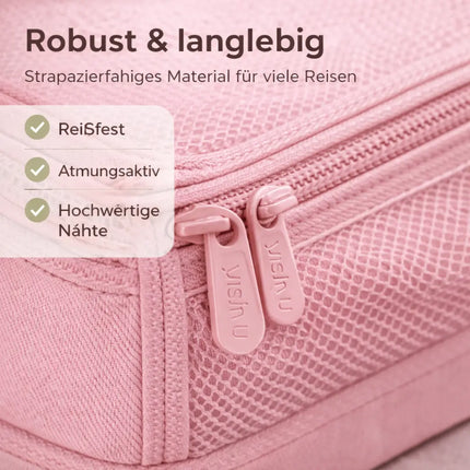 Koffer Organizer 8er Set – Kofferorganizer mit Kosmetiktasche, Packtaschen & Packwürfel für Reisen als Kleidertasche (Pink)