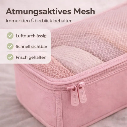 Koffer Organizer 8er Set – Kofferorganizer mit Kosmetiktasche, Packtaschen & Packwürfel für Reisen als Kleidertasche (Pink)