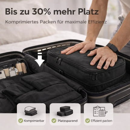 Koffer Organizer 8er Set – Kofferorganizer mit Kosmetiktasche, Packtaschen & Packwürfel für Reisen als Kleidertasche (Schwarz)