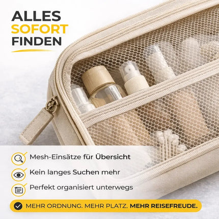 Kofferorganizer 8er Set mit Kosmetiktasche – Packtaschen & Packwürfel für Reisen, ideale Kleidertasche (Beige)