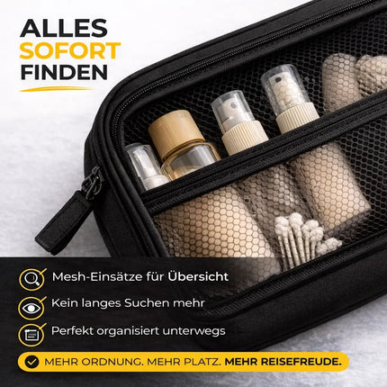 Kofferorganizer 8er Set mit Kosmetiktasche – Packtaschen & Packwürfel für Reisen, ideale Kleidertasche (Schwarz)