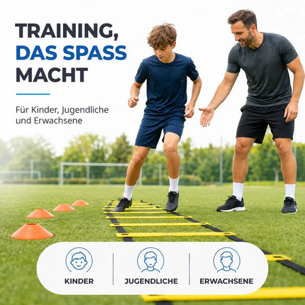 Koordinationsleiter Fußball 6 m - Fußball Trainingszubehör mit 10x Hütchen - Training – Detailansicht 4