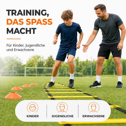 Koordinationsleiter Fußball 6 m - Fußball Trainingszubehör mit 10x Hütchen - Training – Detailansicht 7