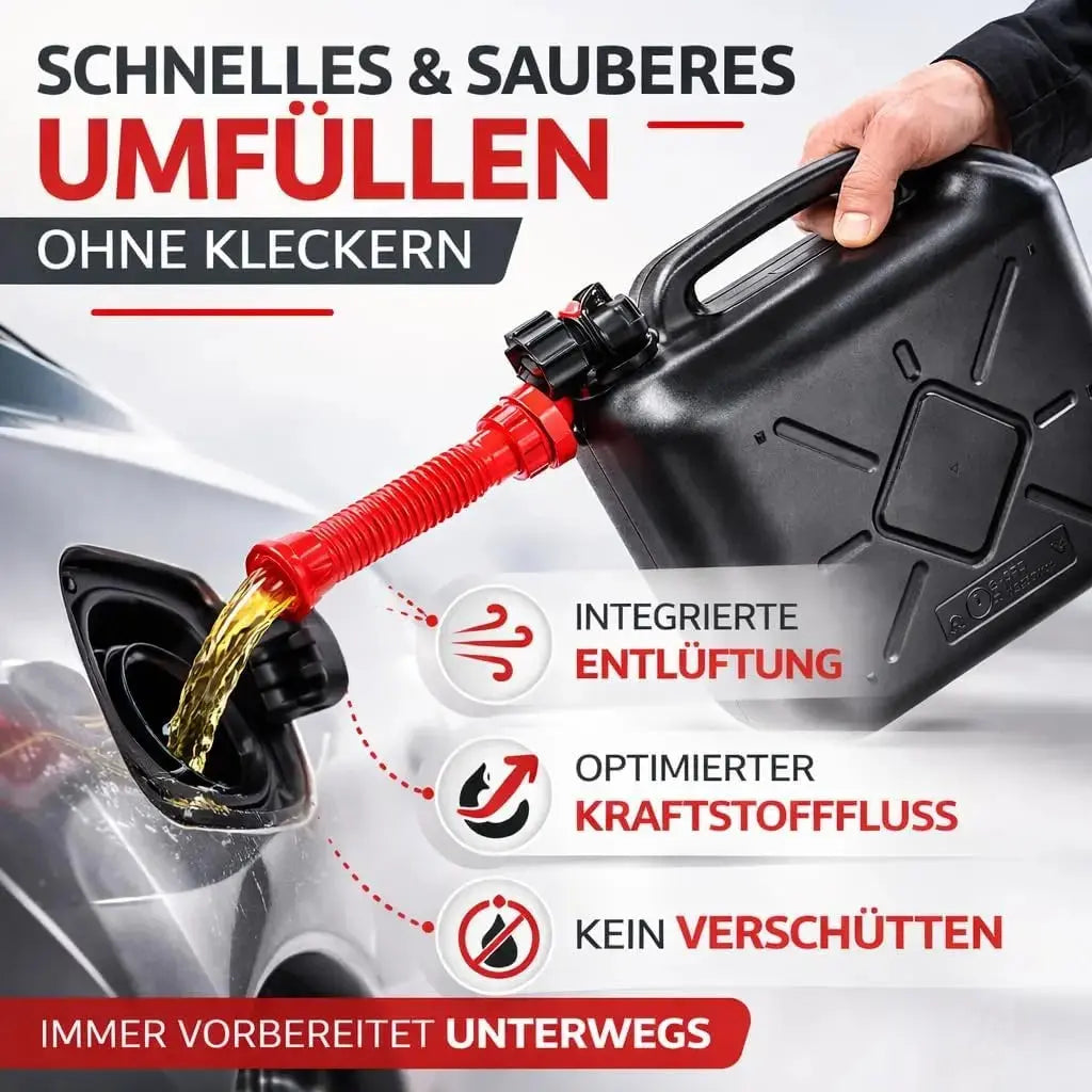 Kraftstoffkanister für Benzin & Diesel mit UN-Zulassung EU – stabiler Kanister für Auto – Detailansicht 3