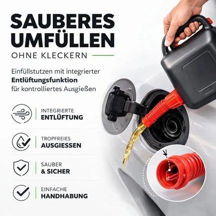 Kraftstoffkanister für Benzin & Diesel mit UN-Zulassung EU – stabiler Kanister für Auto – Detailansicht 3