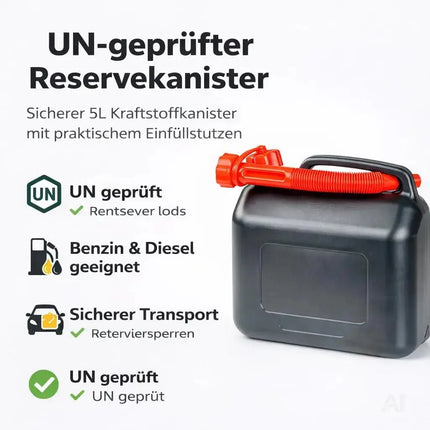Kraftstoffkanister für Benzin & Diesel mit UN-Zulassung EU – stabiler Kanister für Auto – Detailansicht 4