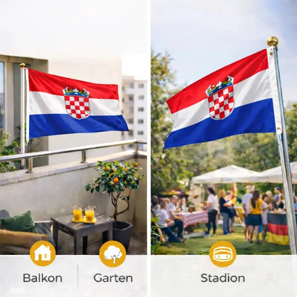 Kroatien Flagge 90x150 cm – WM 2026 Fahne Fanartikel aus strapazierfähigem Polyester – Detailansicht 6