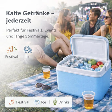 Kühlbox 15 Liter mit Kühlakku & Kühlelement – Mobile Kühltasche für Picknick, Strand & Camping (Blau)