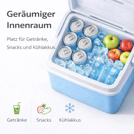 Kühlbox 15 Liter mit Kühlakku & Kühlelement – Mobile Kühltasche für Picknick, Strand & Camping (Blau)
