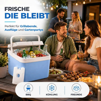 Kühlbox 15 Liter mit Kühlakku & Kühlelement – Mobile Kühltasche für Picknick, Strand & Camping (Blau)