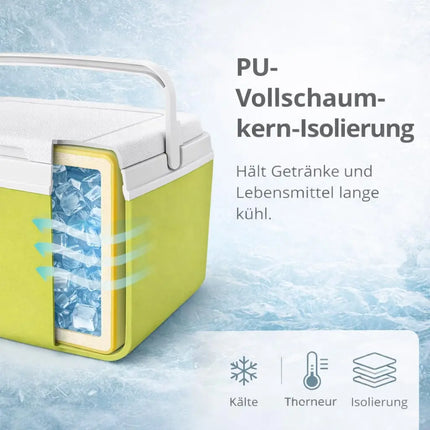 Kühlbox 15 Liter mit Kühlakku & Kühlelement – Mobile Kühltasche für Picknick, Strand & Camping (Grün)