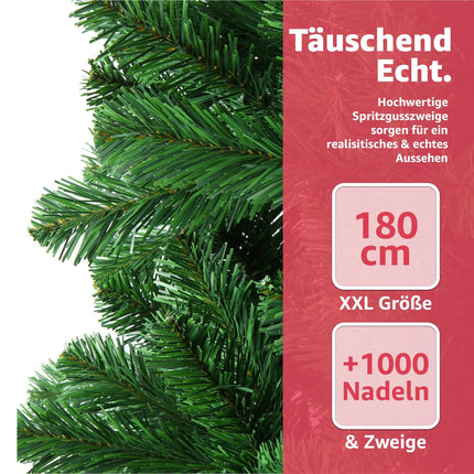 Künstlicher Weihnachtsbaum Tannenbaum grün künstlich 180 cm täuschend naturgetreuer Tannenbaum (PREMIUM)