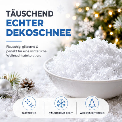 Kunstschnee Dekoschnee täuschend echt & weich - ca. 1000 ml fluffiger Schnee - glitzernder Streuschnee