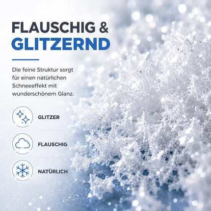 Kunstschnee Dekoschnee täuschend echt & weich - ca. 1000 ml fluffiger Schnee - glitzernder Streuschnee