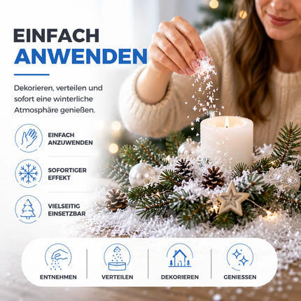 Kunstschnee Dekoschnee täuschend echt & weich - ca. 1000 ml fluffiger Schnee - glitzernder Streuschnee