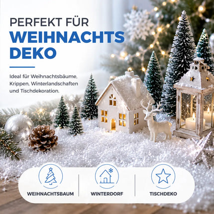 Kunstschnee Dekoschnee täuschend echt & weich - ca. 1000 ml fluffiger Schnee - glitzernder Streuschnee