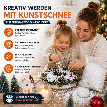 Kunstschnee für Weihnachten - täuschend echt - flauschig & glitzernd Schnee für Dekoration an Weihnachten - Dekoschnee