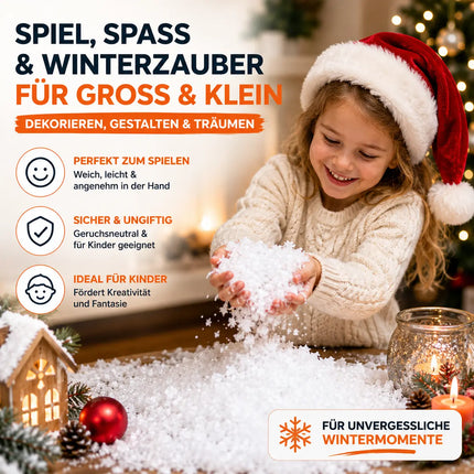 Kunstschnee für Weihnachten - täuschend echt - flauschig & glitzernd Schnee für Dekoration an Weihnachten - Dekoschnee
