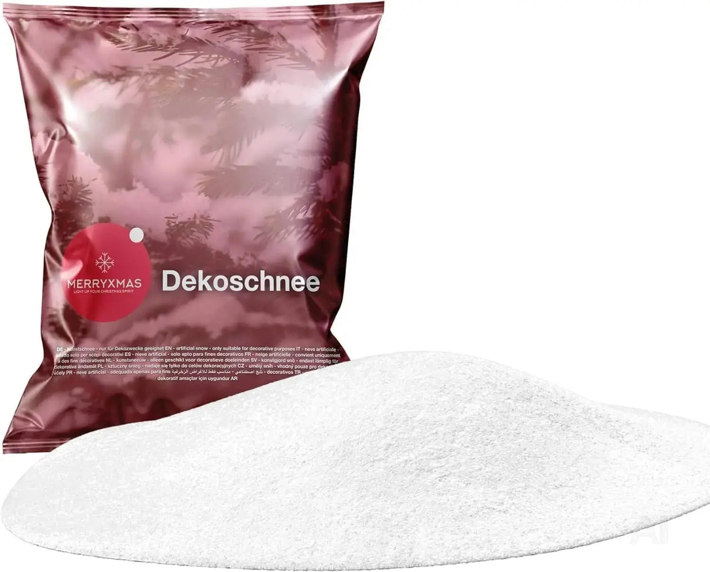 Kunstschnee für Weihnachten - täuschend echt - flauschig & glitzernd Schnee für Dekoration an Weihnachten - Dekoschnee
