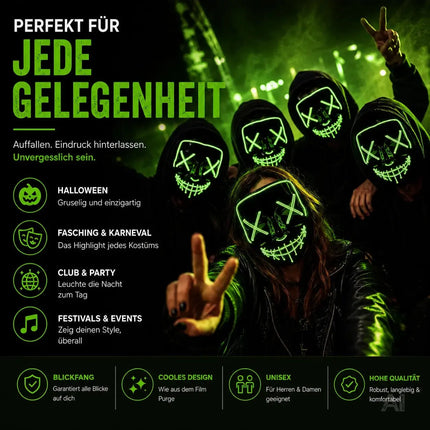 LED Grusel Maske - wie aus Purge steuerbar, Gesicht leuchtend, für Halloween, Fasching – Detailansicht 6
