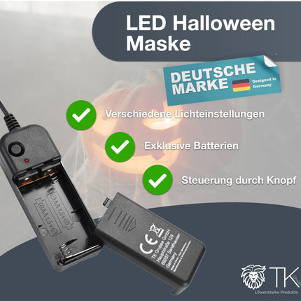 LED Grusel blau Maske - wie aus Purge steuerbar, Gesicht leuchtend, für Halloween, Fasching & Karneval