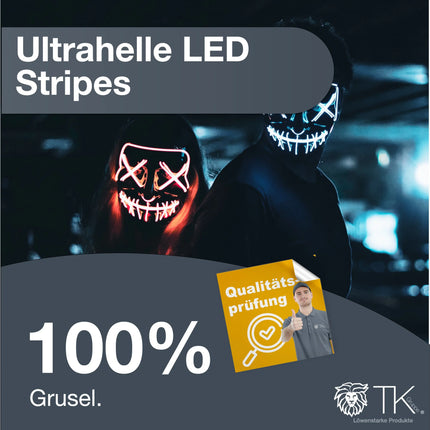 LED Grusel blau Maske - wie aus Purge steuerbar, Gesicht leuchtend, für Halloween, Fasching & Karneval