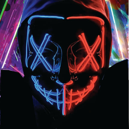 LED Grusel blau / rot MIX Maske - wie aus Purge steuerbar, Gesicht leuchtend, für Halloween, Fasching & Karneval - TK Gruppe® Offizieller Onlineshop