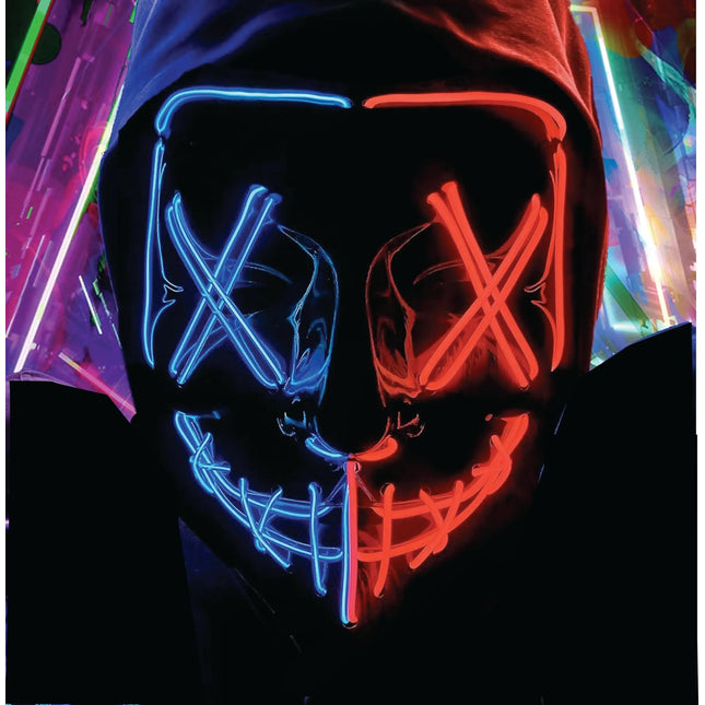 LED Grusel blau / rot MIX Maske - wie aus Purge steuerbar, Gesicht leuchtend, für Halloween, Fasching & Karneval - TK Gruppe® Offizieller Onlineshop