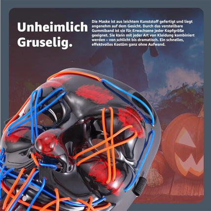 LED Grusel blau / rot MIX Maske - wie aus Purge steuerbar, Gesicht leuchtend, für Halloween, Fasching & Karneval - TK Gruppe® Offizieller Onlineshop