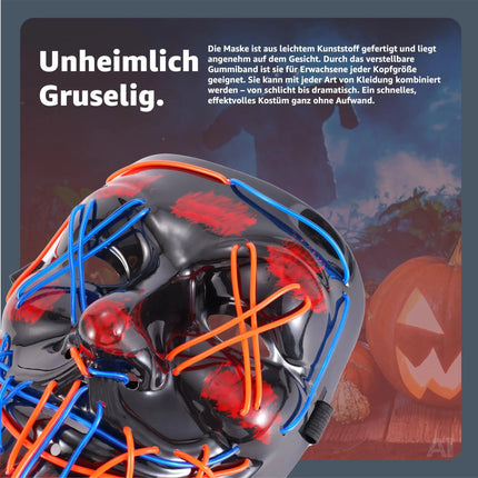 LED Grusel blau / rot MIX Maske - wie aus Purge steuerbar, Gesicht leuchtend, für Halloween, Fasching & Karneval - TK Gruppe® Offizieller Onlineshop