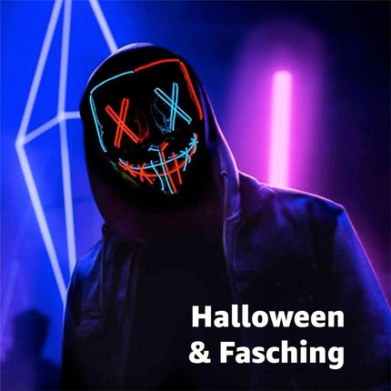 LED Grusel blau / rot MIX Maske - wie aus Purge steuerbar, Gesicht leuchtend, für Halloween, Fasching & Karneval - TK Gruppe® Offizieller Onlineshop