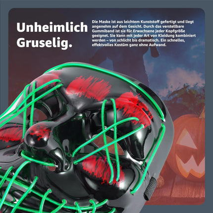 LED Grusel grün Maske - wie aus Purge steuerbar, Gesicht leuchtend, für Halloween, Fasching & Karneval - TK Gruppe® Offizieller Onlineshop