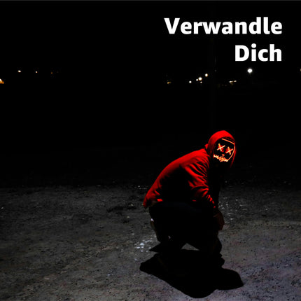 LED Grusel rot Maske - wie aus Purge steuerbar, Gesicht leuchtend, LED Maske für Halloween, Fasching & Karneval - TK Gruppe® Offizieller Onlineshop