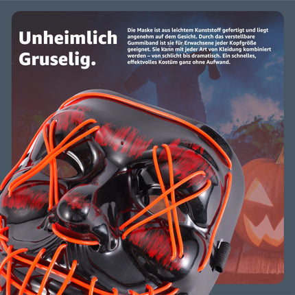 LED Grusel rot Maske - wie aus Purge steuerbar, Gesicht leuchtend, LED Maske für Halloween, Fasching & Karneval - TK Gruppe® Offizieller Onlineshop