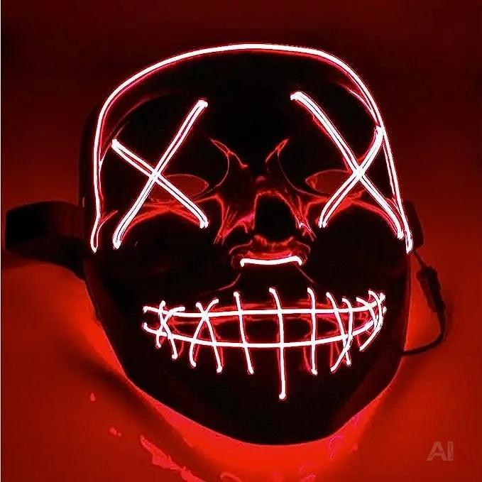 LED Grusel rot Maske - wie aus Purge steuerbar, Gesicht leuchtend Fasching & Karneval