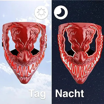 LED Premium Venobat Maske rot - steuerbar, für Halloween, Fasching & Karneval als Kostüm für Herren & Damen