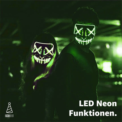 LED Purge Maske grün - Kostümmaske steuerbar für Halloween, Fasching & Karneval als Kostüm für Herren & Damen - TK Gruppe® Offizieller Onlineshop