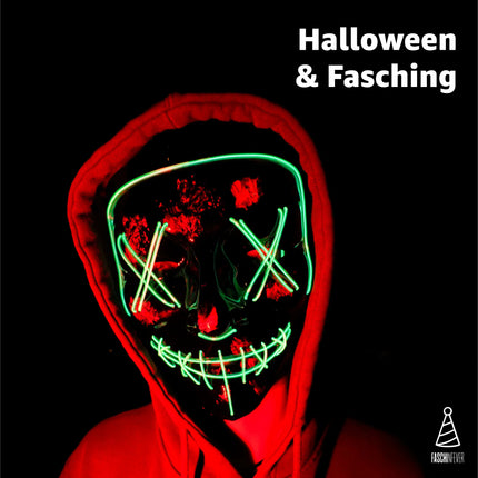 LED Purge Maske grün - Kostümmaske steuerbar für Halloween, Fasching & Karneval als Kostüm für Herren & Damen - TK Gruppe® Offizieller Onlineshop