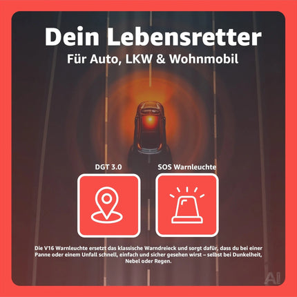 LED Warnleuchte V16 DGT 3.0 mit SIM – Notfallleuchte Auto & Motorrad – IDIADA PC21020060 – Detailansicht 2