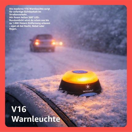 LED Warnleuchte V16 DGT 3.0 mit SIM – Notfallleuchte Auto & Motorrad – IDIADA PC21020060 Zertifikat