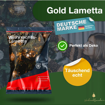 Lametta Gold - Stanniol Metal Technology - täuschend echt - als Deko Dekoration zu Weihnachten