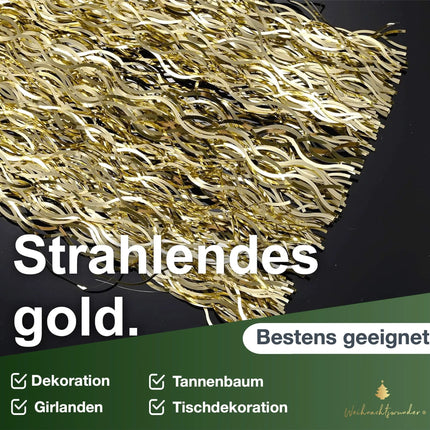 Lametta Gold - Stanniol Metal Technology - täuschend echt - als Deko Dekoration zu Weihnachten