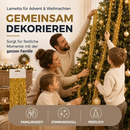 Lametta Gold - Stanniol Metal Technology - täuschend echt - als Deko Dekoration zu Weihnachten